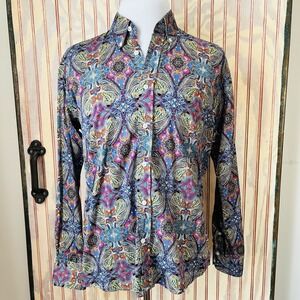 Relco London Paisley Statement Shirt | Retro Mod Designer Button Up Size XL